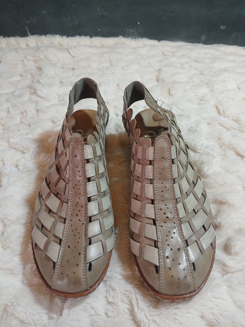 Rieker Antistress Sandals Womens 37 Tan Sina 78 Slingback Straps Leather Woven